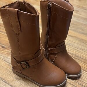 Brown Leather Boots with Buckle